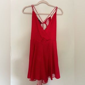 ZARA Red & Black mini dress, strappy with open back, NWT